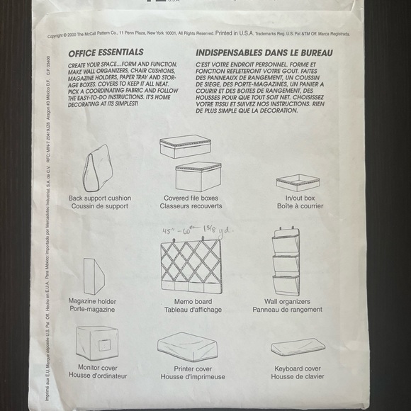 McCall’s Home Decorating Pattern 2662, uncut - Picture 2 of 2